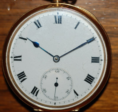 Francis B. Pluck's watch
Note that the face of the watch has no maker or identifiable characters (brands)
